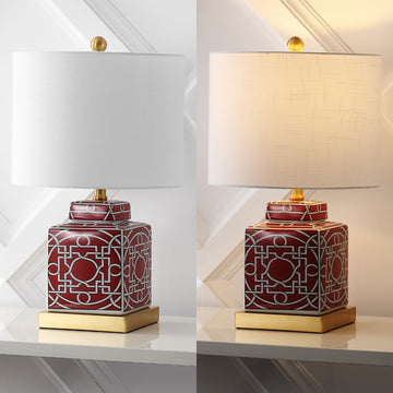 Catherine 22" Ceramic/Metal Ginger Jar LED Table Lamp - JONATHAN Y